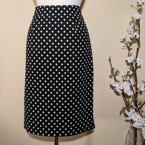 Grace Black and White Polka Don Pencil Skirt. Length: 25"